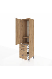 Hyperion Dolap 2 Raflı 3 Çekmeceli Tek Askılı 44x44x195 Çam-Çam