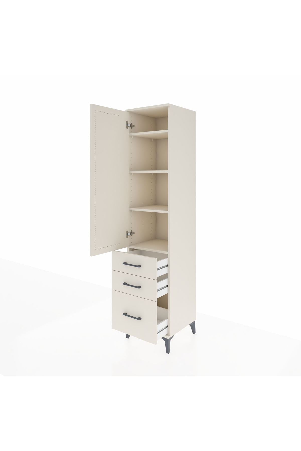 Hyperion Dolap 4 Raflı 3 Çekmeceli Tek Kapaklı 44x44x195 Aytaşı-Aytaşı