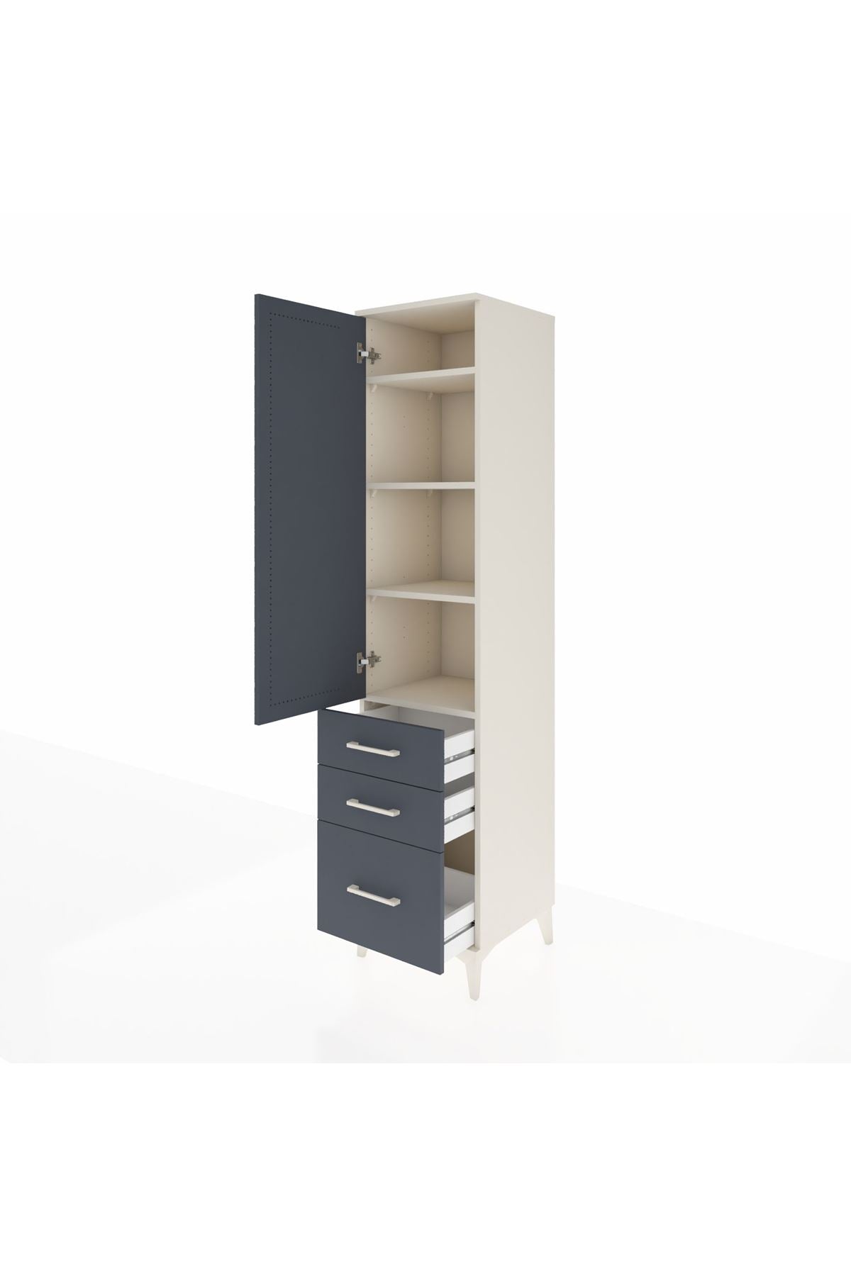 Hyperion Dolap 4 Raflı 3 Çekmeceli Tek Kapaklı 44x44x195 Aytaşı-Antrasit