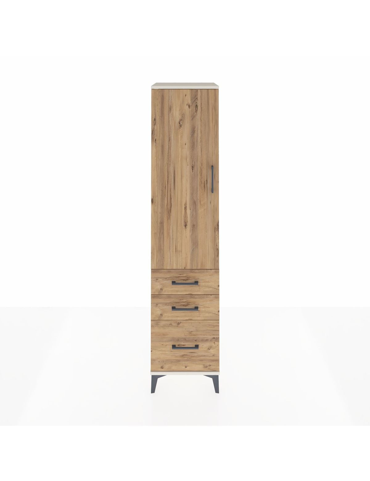 Hyperion Dolap 4 Raflı 3 Çekmeceli Tek Kapaklı 44x44x195 Aytaşı-Çam