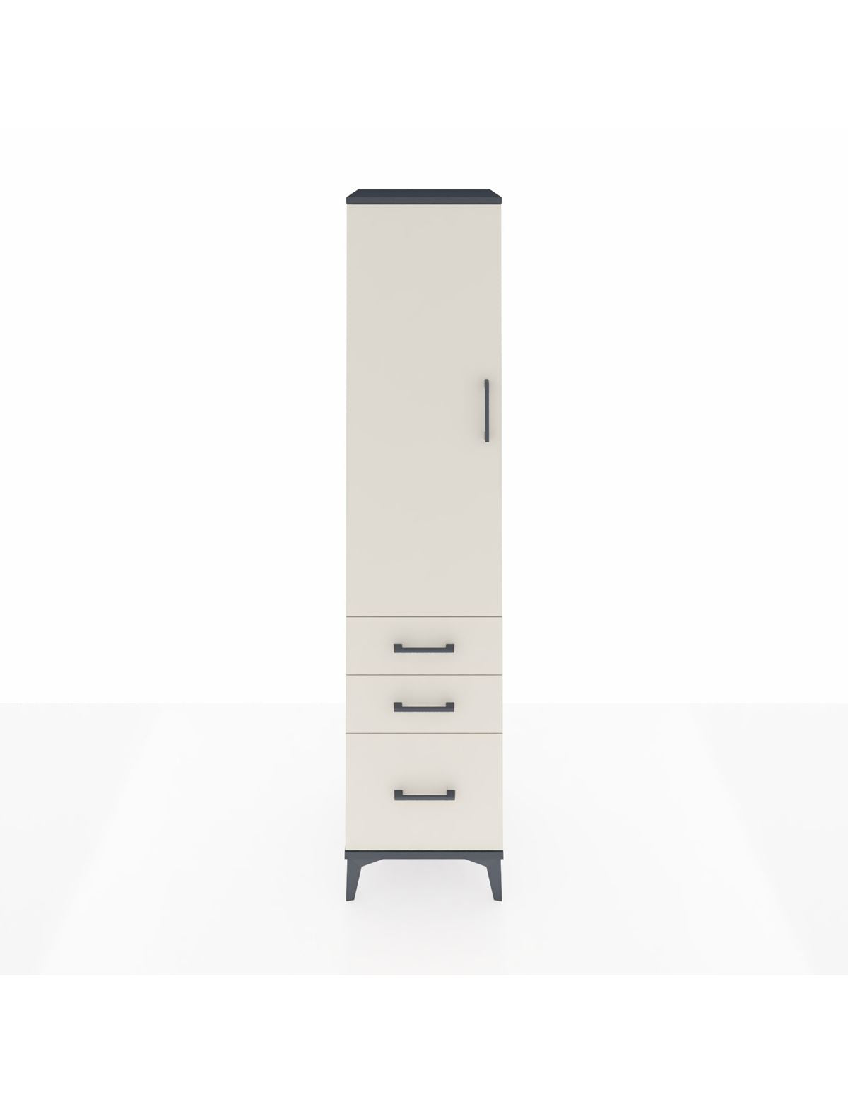 Hyperion Dolap 4 Raflı 3 Çekmeceli Tek Kapaklı 44x44x195 Antrasit-Aytaşı