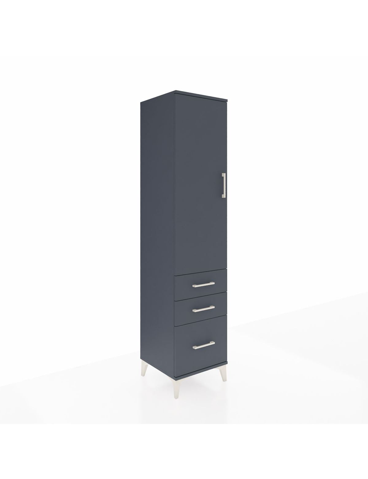 Hyperion Dolap 4 Raflı 3 Çekmeceli Tek Kapaklı 44x44x195 Antrasit-Antrasit