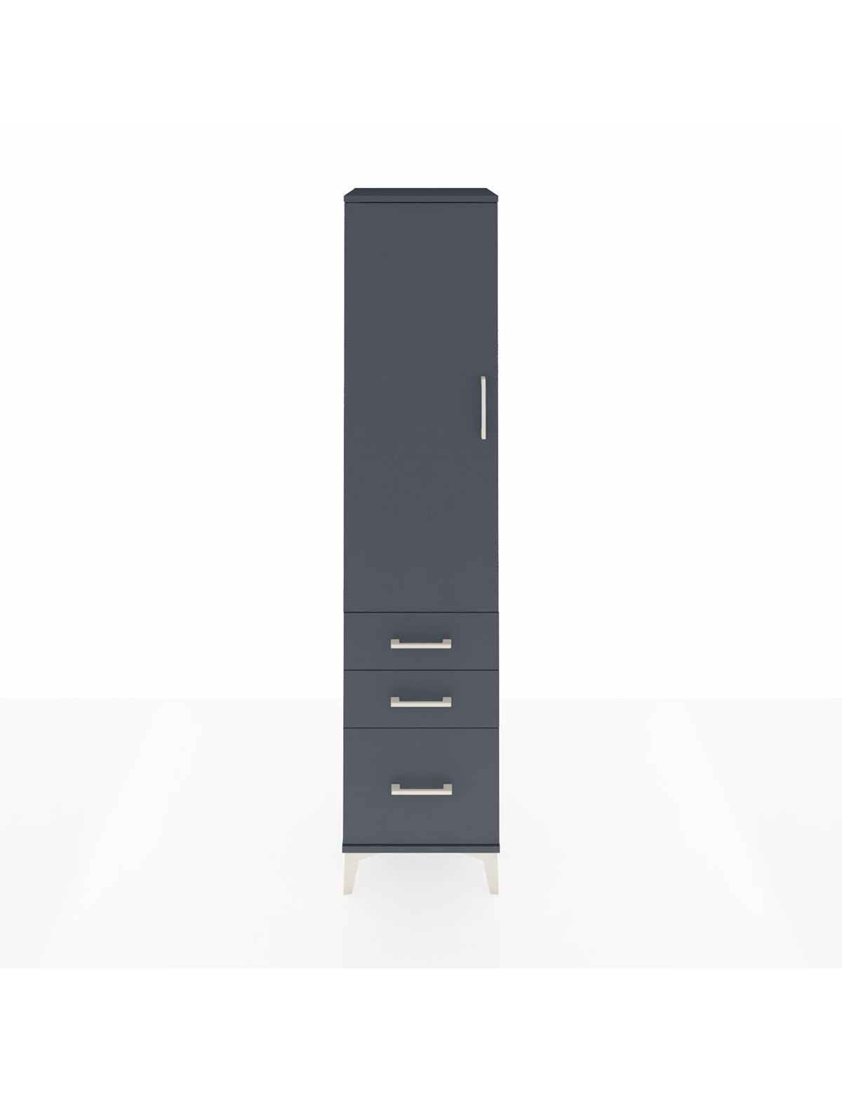 Hyperion Dolap 4 Raflı 3 Çekmeceli Tek Kapaklı 44x44x195 Antrasit-Antrasit