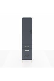 Hyperion Dolap 4 Raflı 3 Çekmeceli Tek Kapaklı 44x44x195 Antrasit-Antrasit