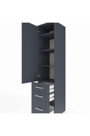 Hyperion Dolap 4 Raflı 3 Çekmeceli Tek Kapaklı 44x44x195 Antrasit-Antrasit