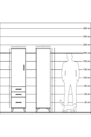 Hyperion Dolap 4 Raflı 3 Çekmeceli Tek Kapaklı 44x44x195 Çam-Aytaşı