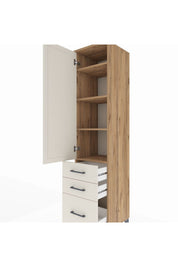 Hyperion Dolap 4 Raflı 3 Çekmeceli Tek Kapaklı 44x44x195 Çam-Aytaşı