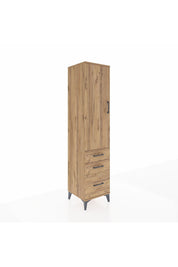 Hyperion Dolap 4 Raflı 3 Çekmeceli Tek Kapaklı 44x44x195 Çam-Çam