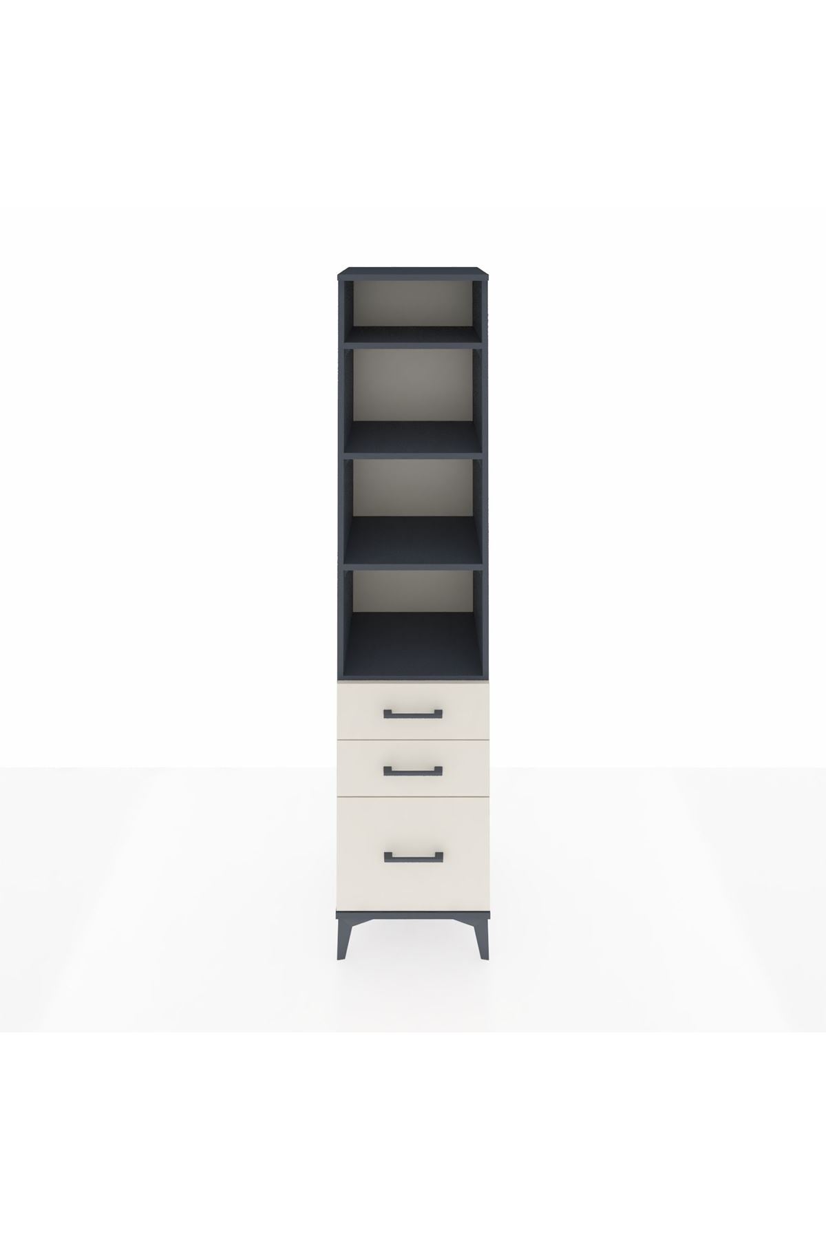 Hyperion Dolap 4 Raflı 3 Çekmeceli 44x44x195 Antrasit-Aytaşı