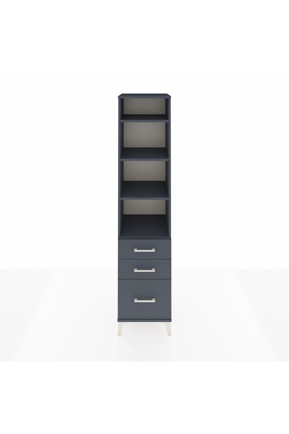 Hyperion Dolap 4 Raflı 3 Çekmeceli 44x44x195 Antrasit-Antrasit