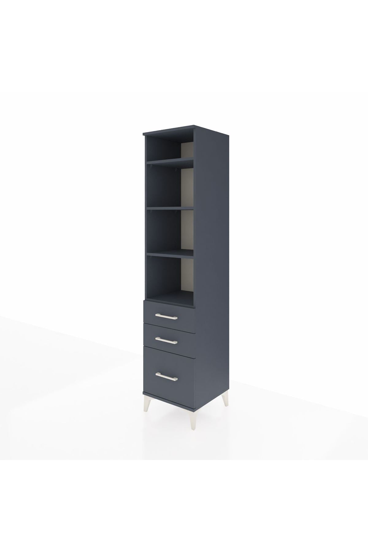 Hyperion Dolap 4 Raflı 3 Çekmeceli 44x44x195 Antrasit-Antrasit