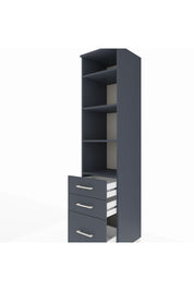 Hyperion Dolap 4 Raflı 3 Çekmeceli 44x44x195 Antrasit-Antrasit