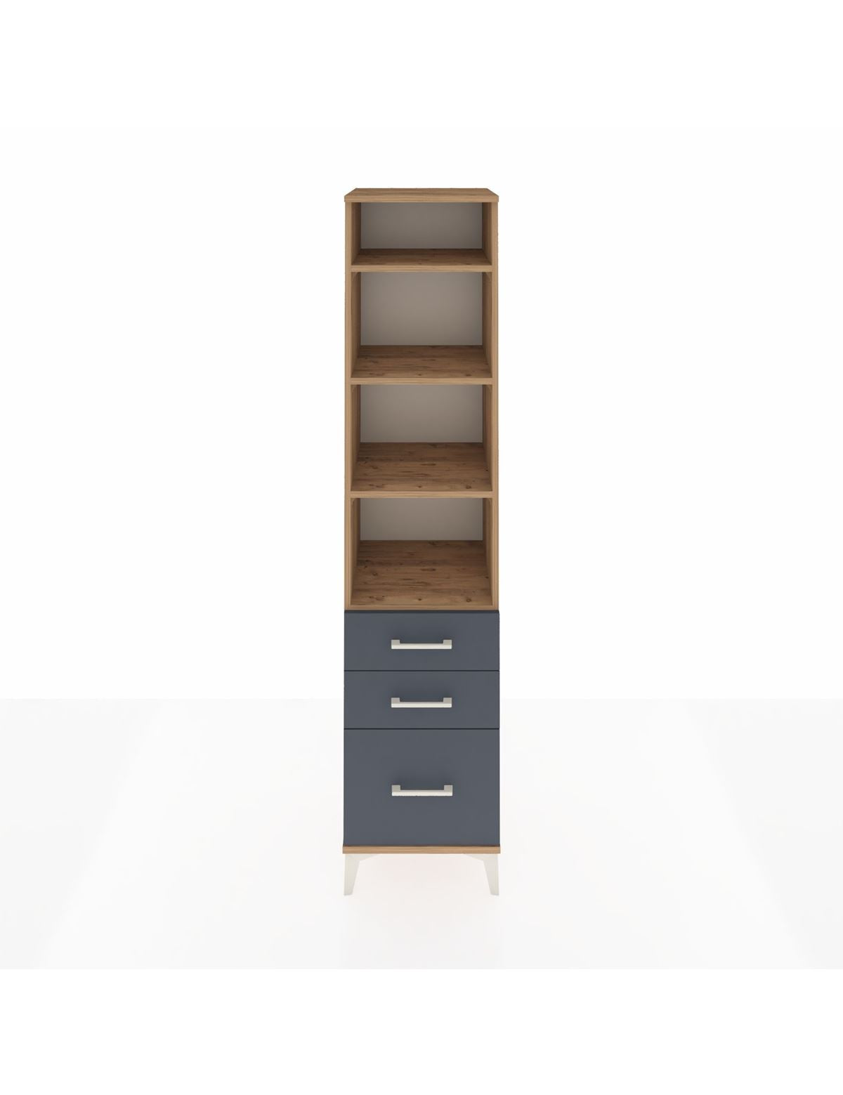 Hyperion Dolap 4 Raflı 3 Çekmeceli 44x44x195 Çam-Antrasit