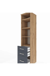 Hyperion Dolap 4 Raflı 3 Çekmeceli 44x44x195 Çam-Antrasit