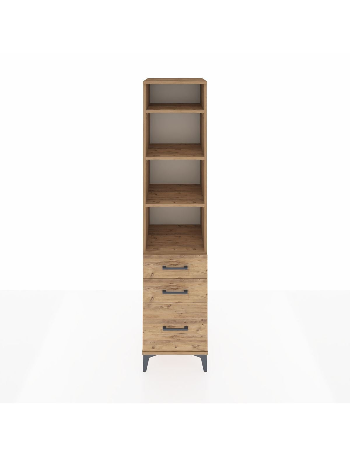 Hyperion Dolap 4 Raflı 3 Çekmeceli 44x44x195 Çam-Çam