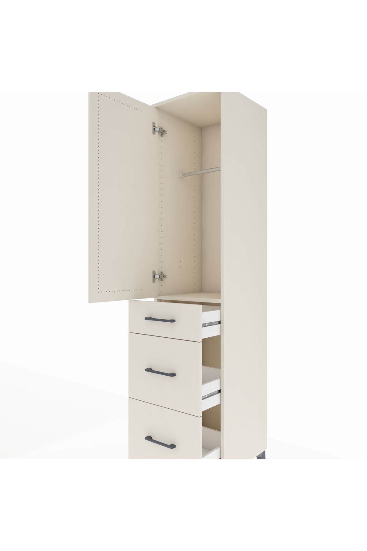 Hyperion Dolap Tek Raflı 3 Çekmeceli Tek Askılı 44x44x195 Aytaşı-Aytaşı