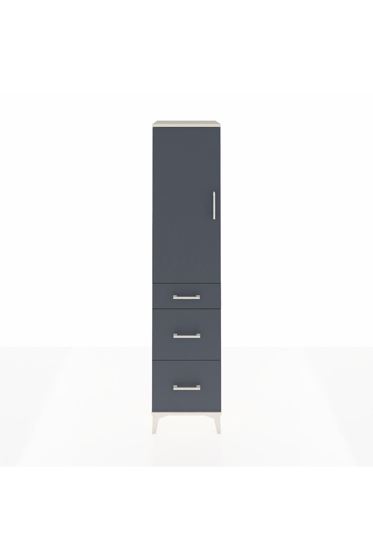 Hyperion Dolap Tek Raflı 3 Çekmeceli Tek Askılı 44x44x195 Aytaşı-Antrasit