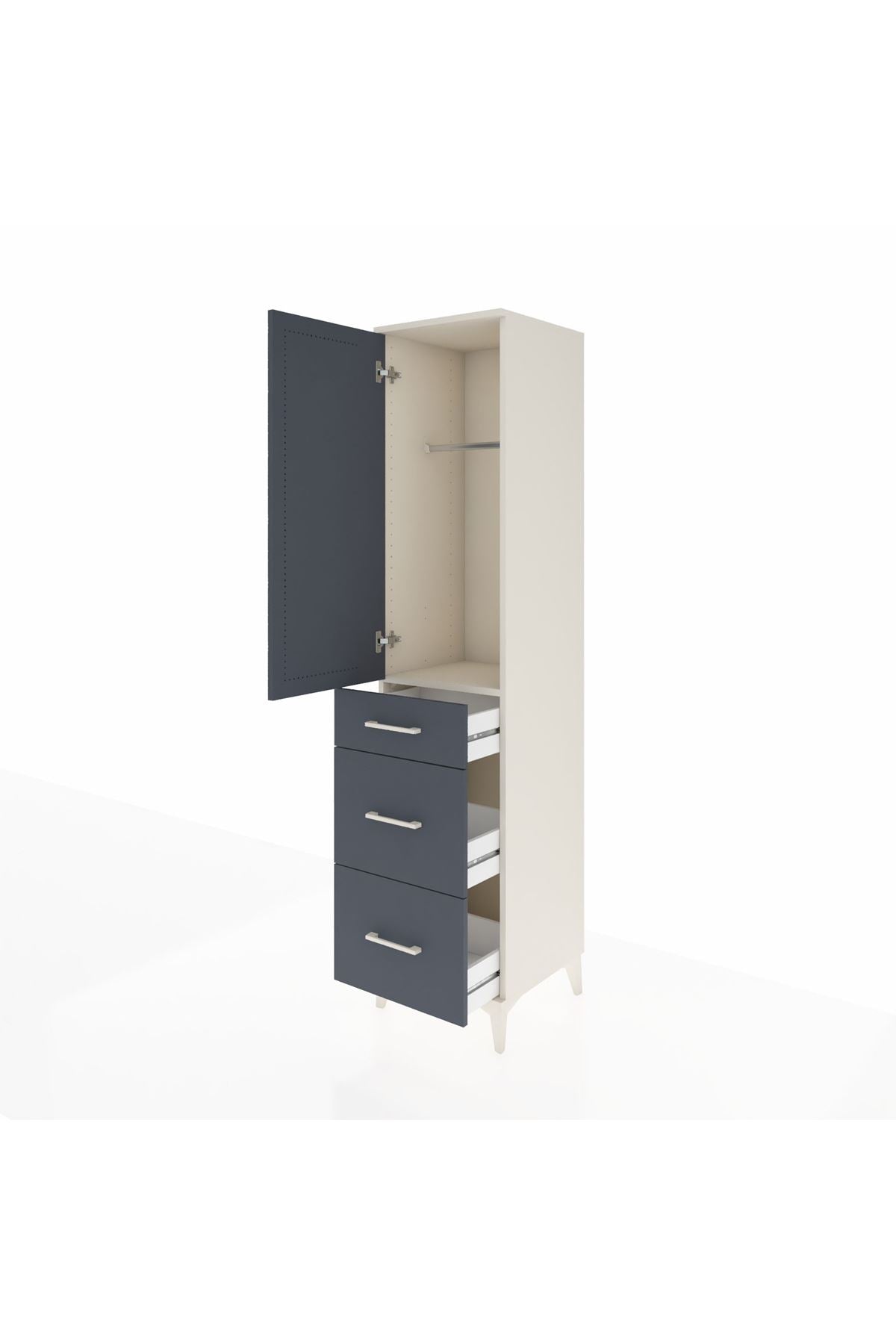 Hyperion Dolap Tek Raflı 3 Çekmeceli Tek Askılı 44x44x195 Aytaşı-Antrasit
