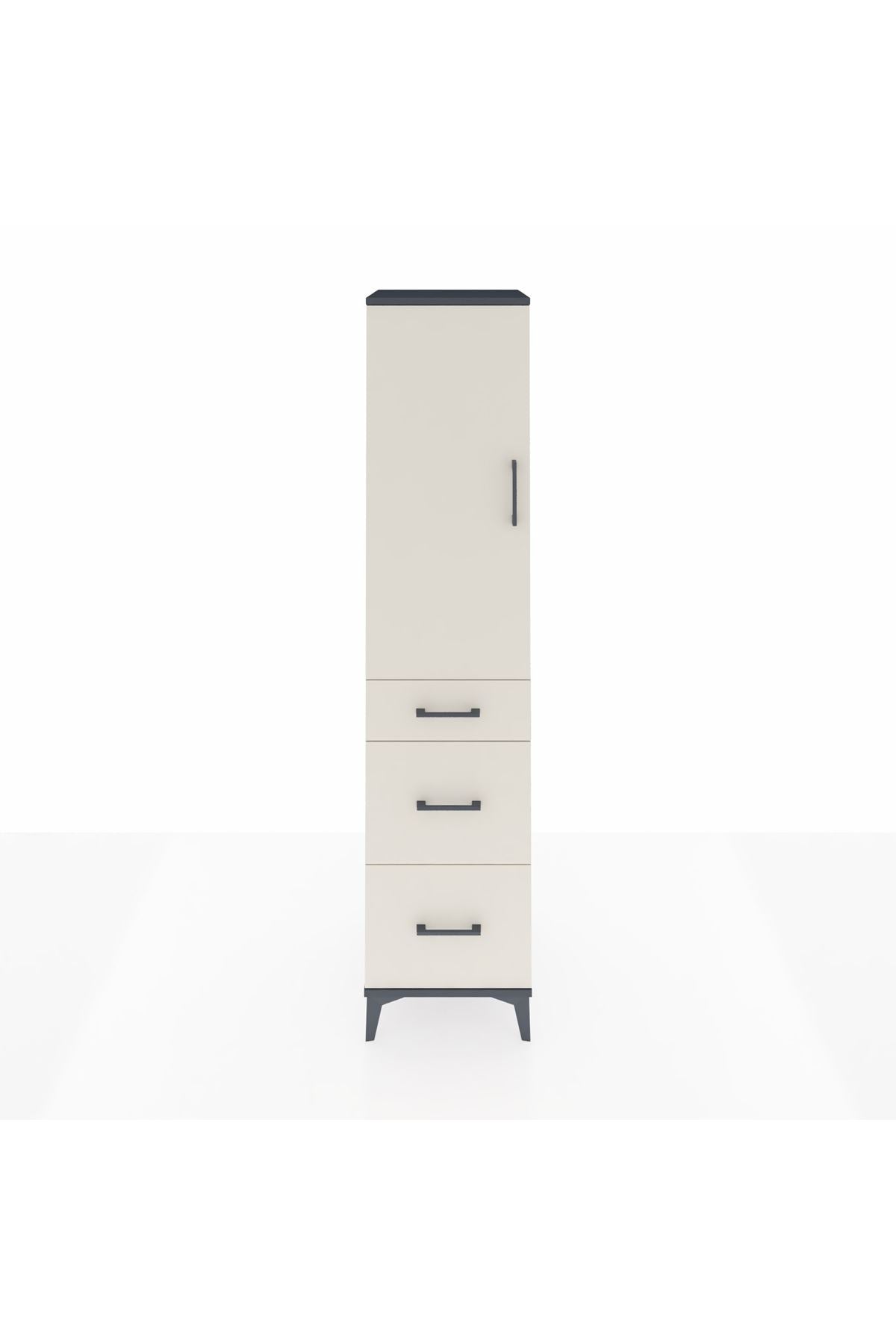 Hyperion Dolap Tek Raflı 3 Çekmeceli Tek Askılı 44x44x195 Antrasit-Aytaşı