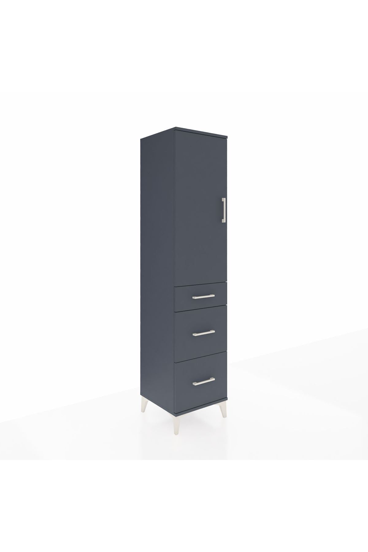 Hyperion Dolap Tek Raflı 3 Çekmeceli Tek Askılı 44x44x195 Antrasit-Antrasit