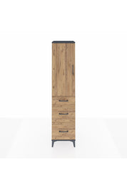 Hyperion Dolap Tek Raflı 3 Çekmeceli Tek Askılı 44x44x195 Antrasit-Çam