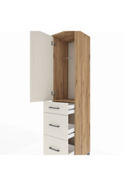 Hyperion Dolap Tek Raflı 3 Çekmeceli Tek Askılı 44x44x195 Çam-Aytaşı