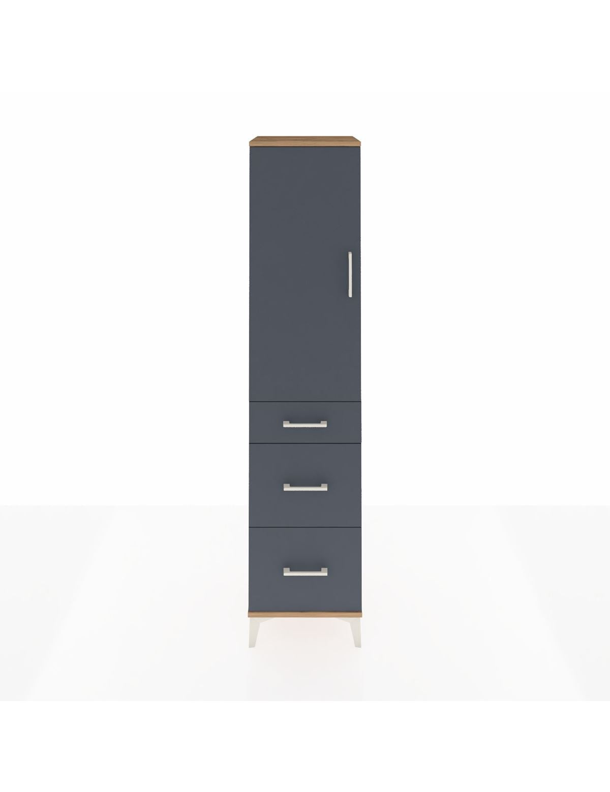 Hyperion Dolap Tek Raflı 3 Çekmeceli Tek Askılı 44x44x195 Çam-Antrasit