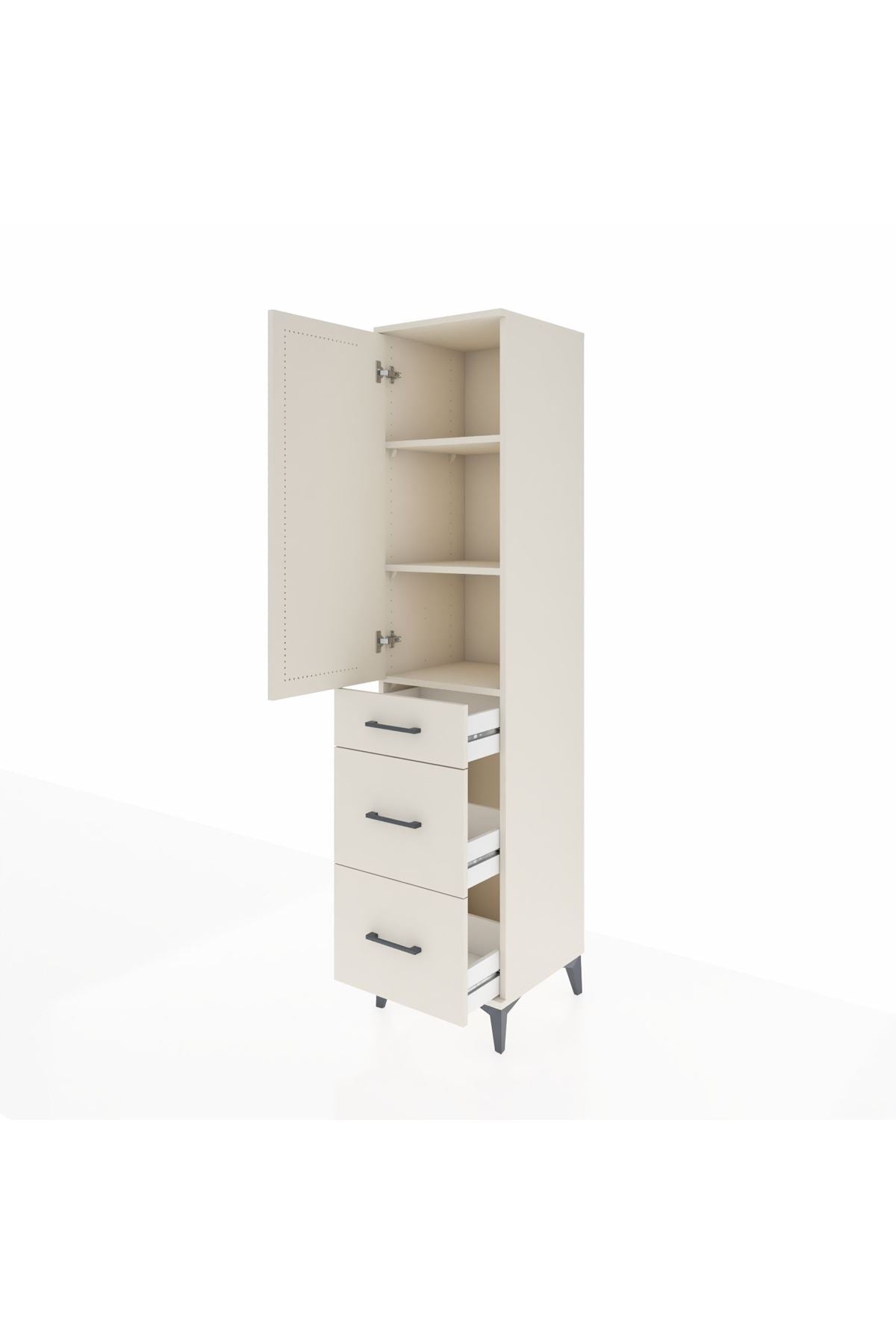 Hyperion Dolap 3 Raflı 3 Çekmeceli Tek Kapaklı 44x44x195 Aytaşı-Aytaşı