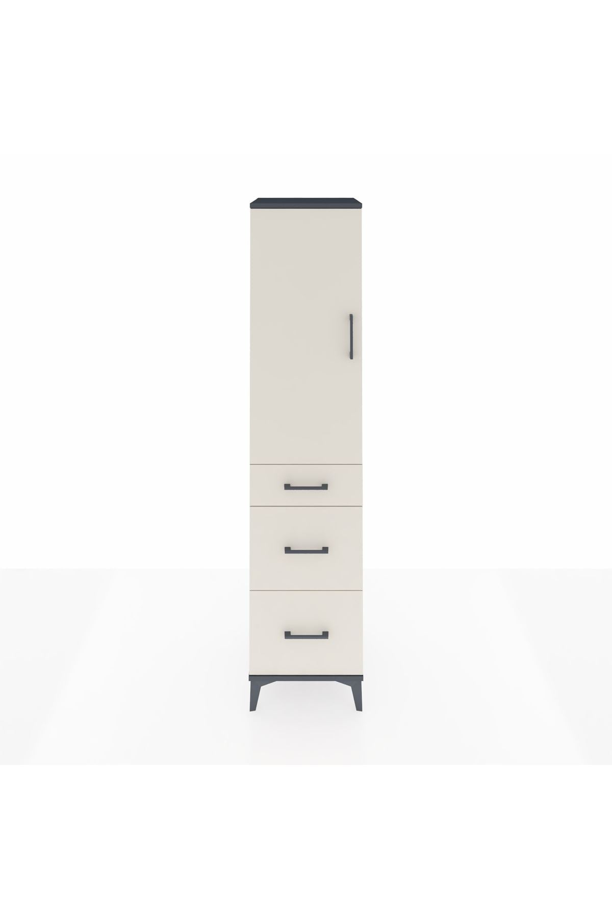 Hyperion Dolap 3 Raflı 3 Çekmeceli Tek Kapaklı 44x44x195 Antrasit-Aytaşı