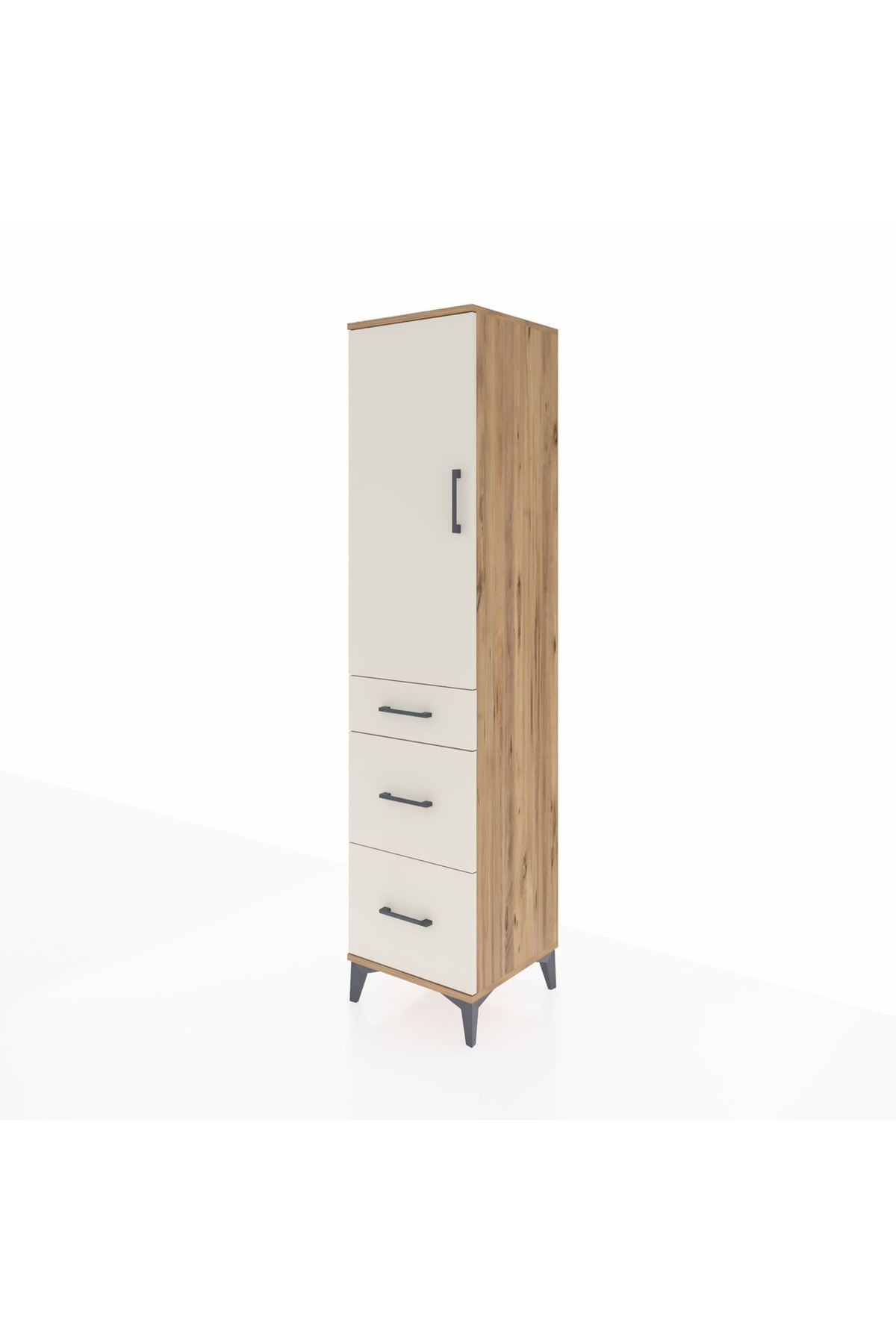 Hyperion Dolap 3 Raflı 3 Çekmeceli Tek Kapaklı 44x44x195 Çam-Aytaşı