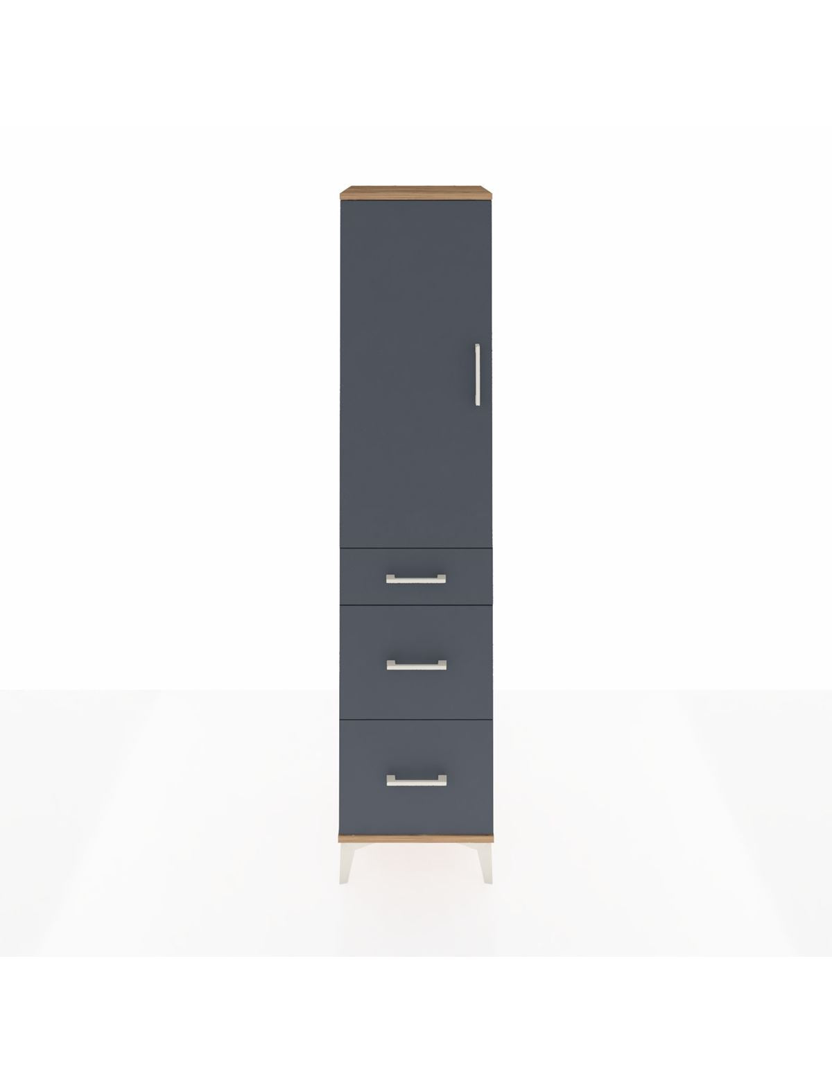 Hyperion Dolap 3 Raflı 3 Çekmeceli Tek Kapaklı 44x44x195 Çam-Antrasit