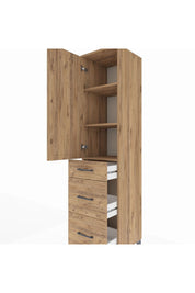 Hyperion Dolap 3 Raflı 3 Çekmeceli Tek Kapaklı 44x44x195 Çam-Çam