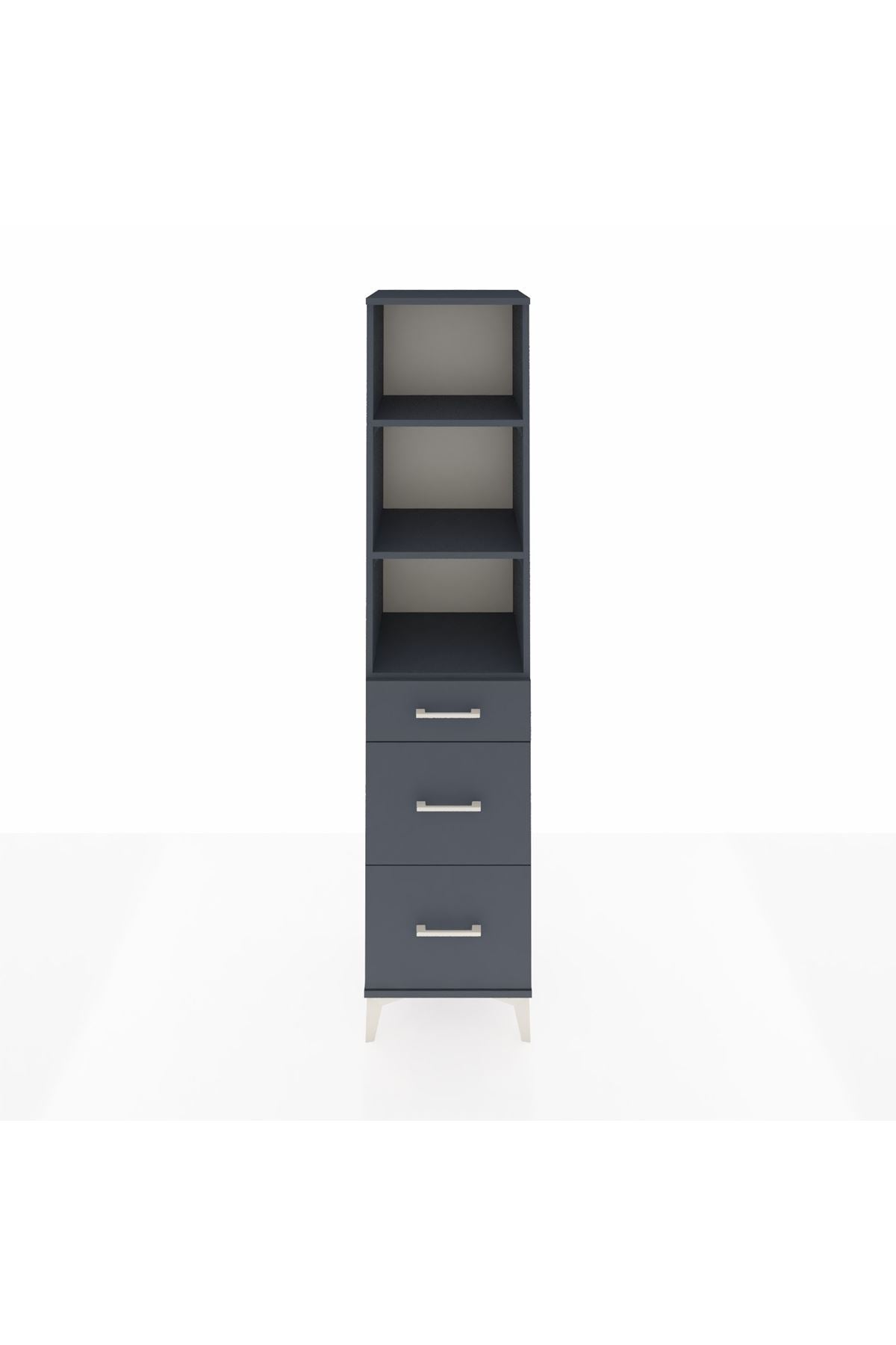 Hyperion Dolap 3 Raflı 3 Çekmeceli 44x44x195 Antrasit-Antrasit