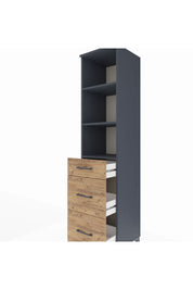 Hyperion Dolap 3 Raflı 3 Çekmeceli 44x44x195 Antrasit-Çam