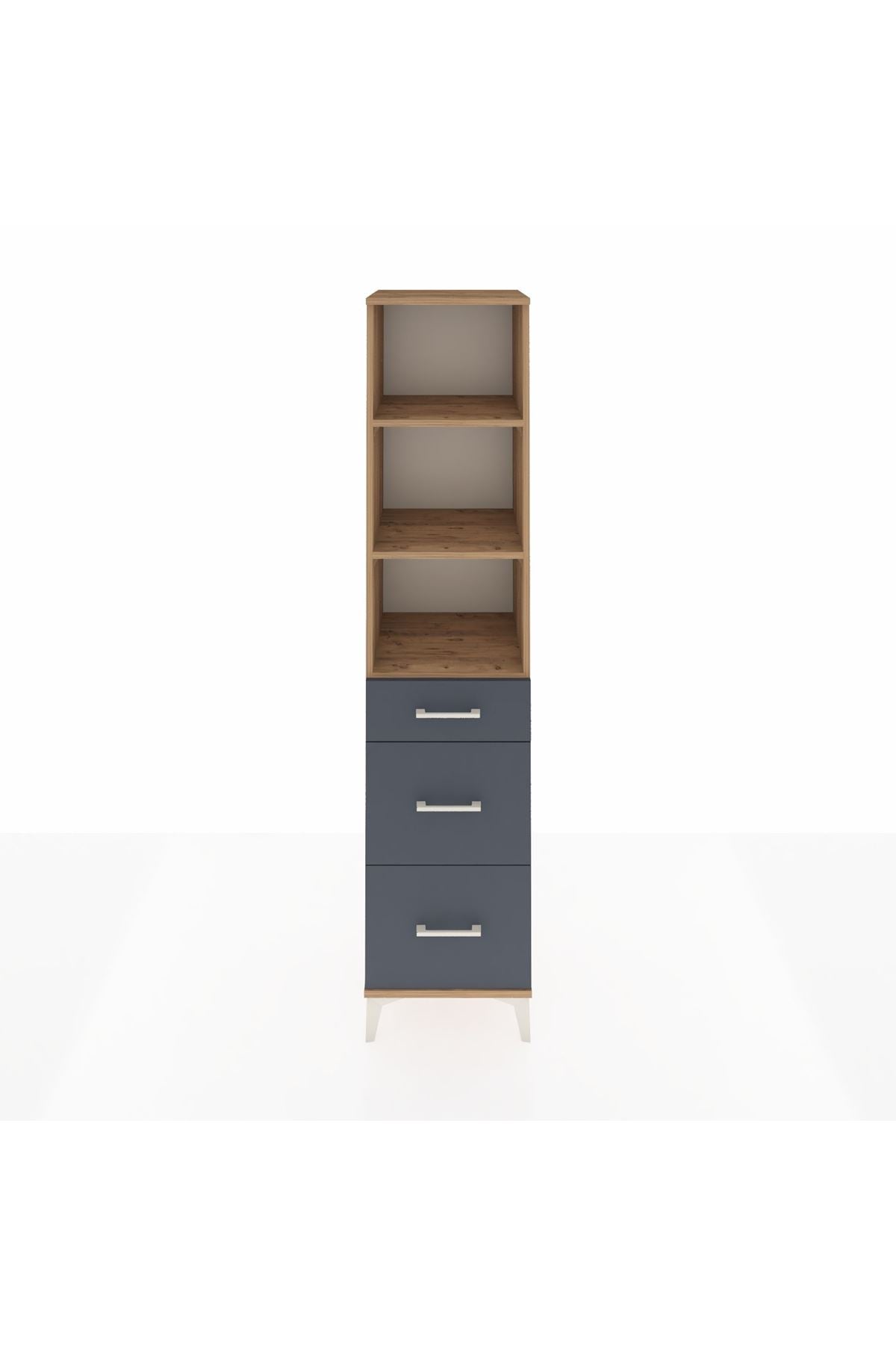 Hyperion Dolap 3 Raflı 3 Çekmeceli 44x44x195 Çam-Antrasit