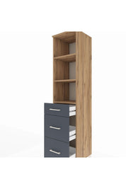 Hyperion Dolap 3 Raflı 3 Çekmeceli 44x44x195 Çam-Antrasit