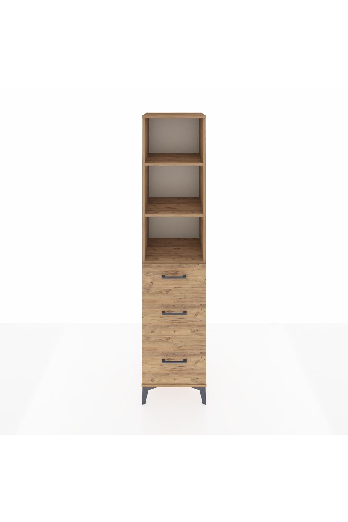 Hyperion Dolap 3 Raflı 3 Çekmeceli 44x44x195 Çam-Çam