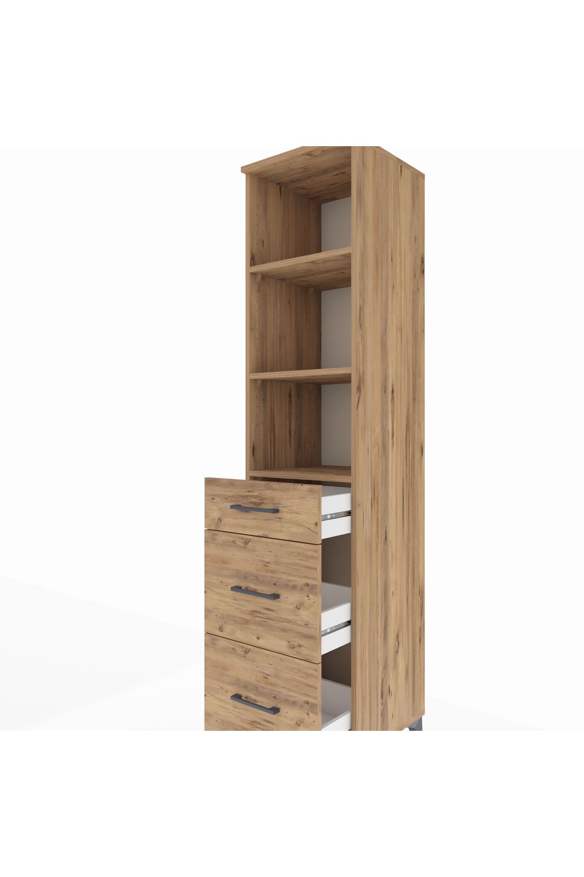 Hyperion Dolap 3 Raflı 3 Çekmeceli 44x44x195 Çam-Çam