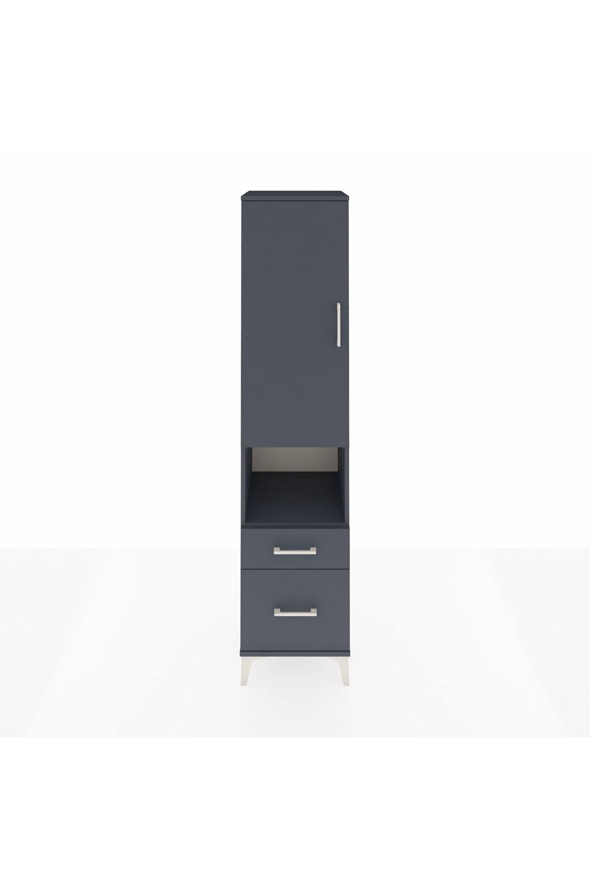 Hyperion Dolap 2 Raflı 2 Çekmeceli Tek Askılı 44x44x195 Antrasit-Antrasit