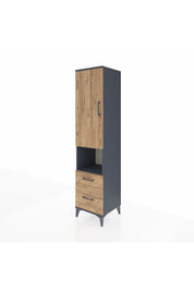 Hyperion Dolap 2 Raflı 2 Çekmeceli Tek Askılı 44x44x195 Antrasit-Çam