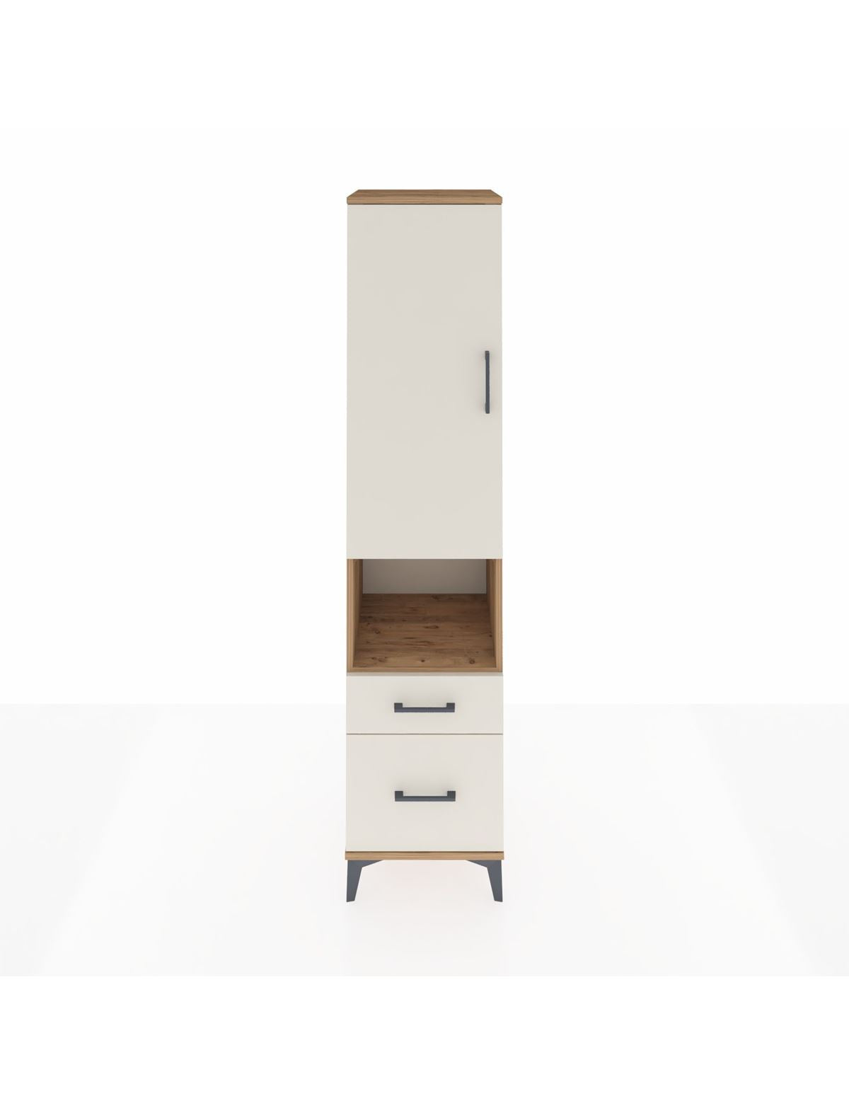 Hyperion Dolap 2 Raflı 2 Çekmeceli Tek Askılı 44x44x195 Çam-Aytaşı