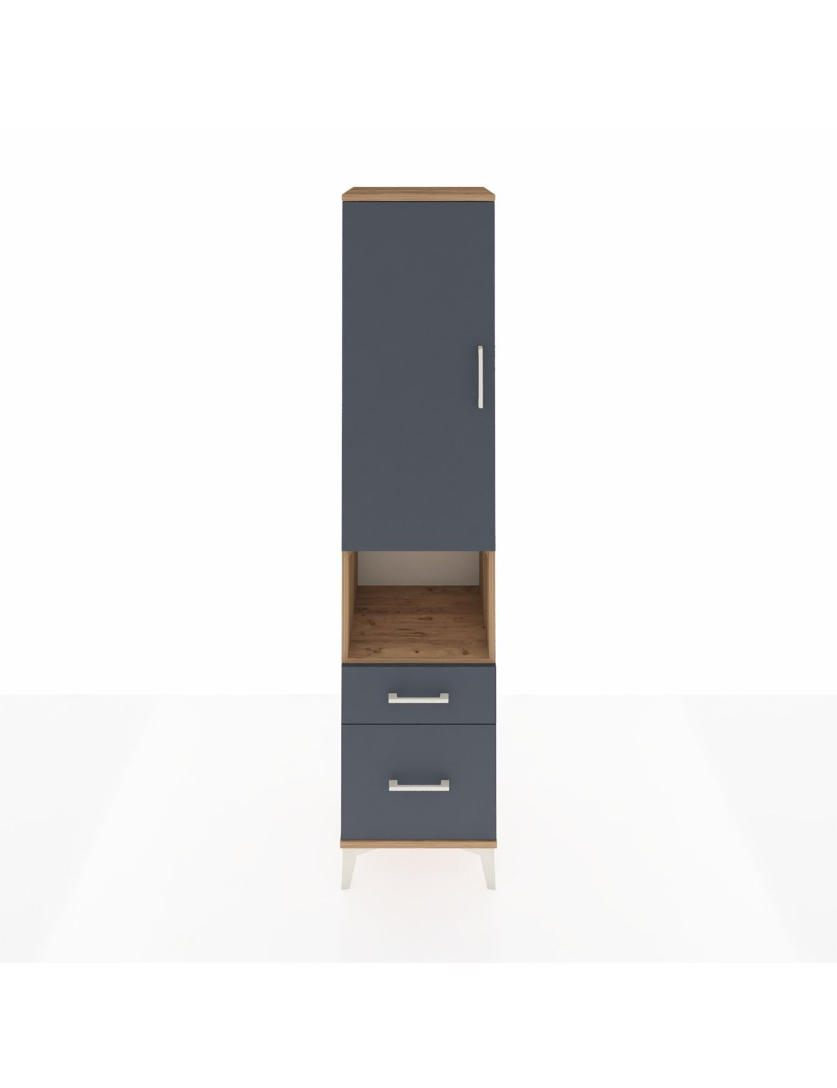 Hyperion Dolap 2 Raflı 2 Çekmeceli Tek Askılı 44x44x195 Çam-Antrasit