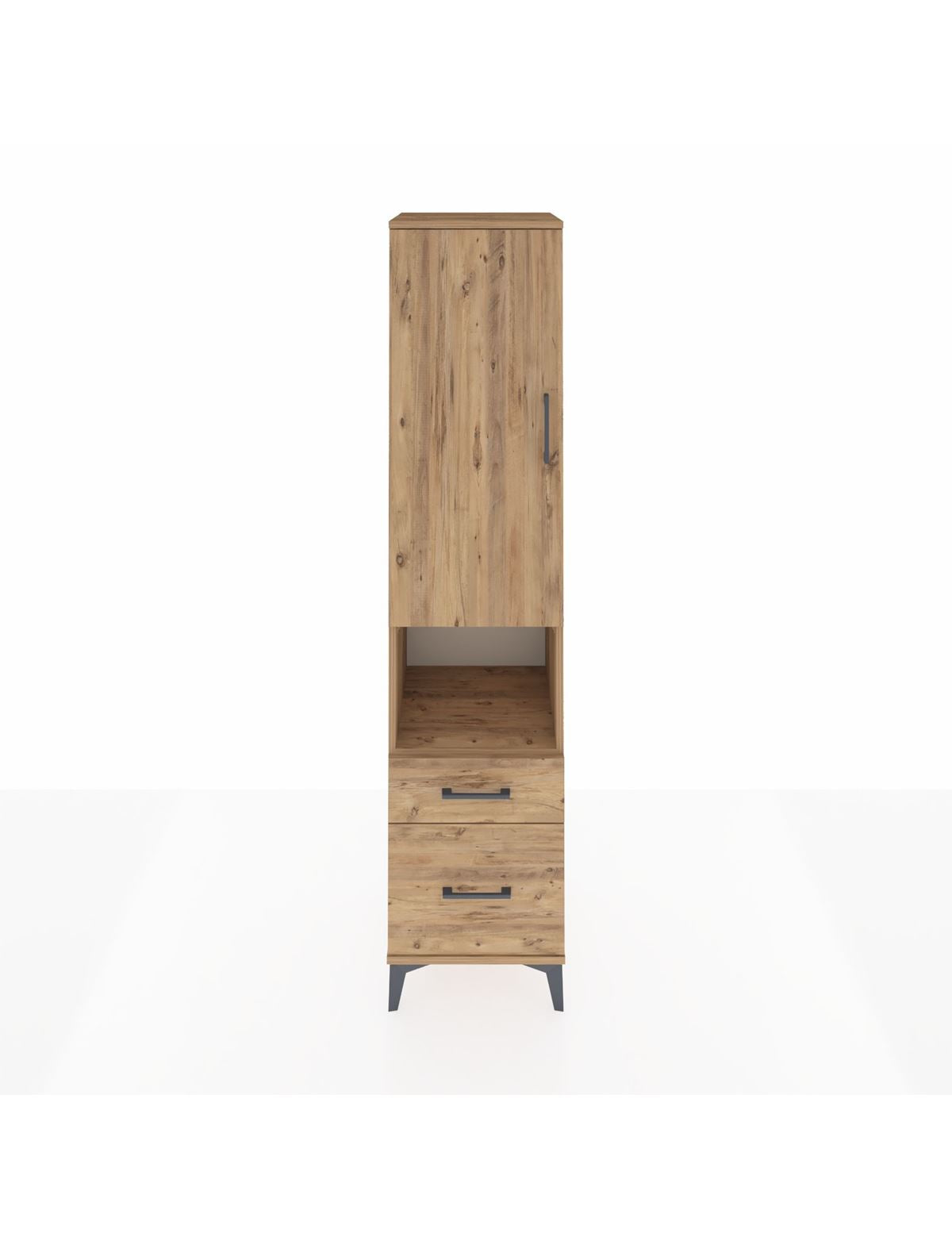 Hyperion Dolap 2 Raflı 2 Çekmeceli Tek Askılı 44x44x195 Çam-Çam