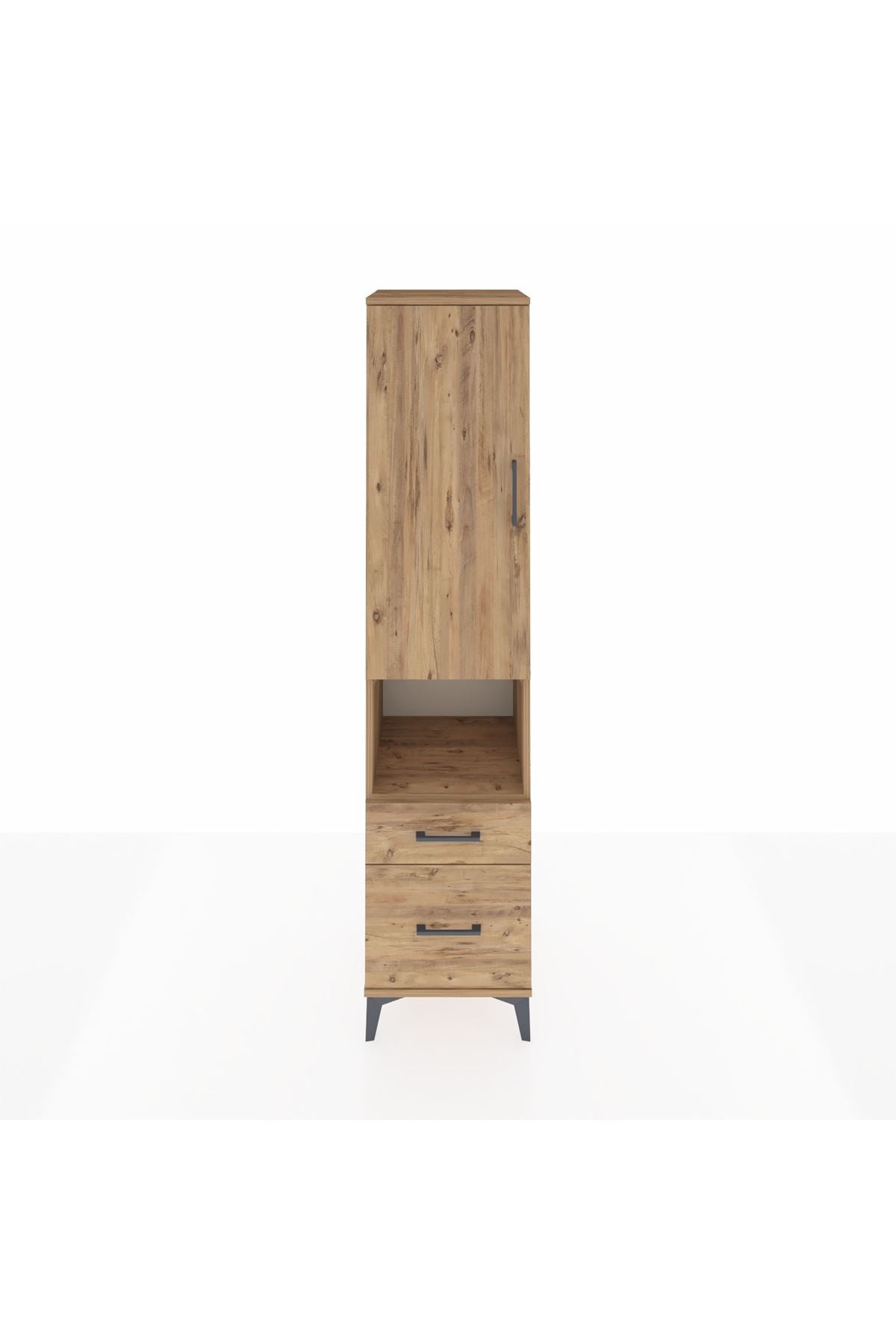 Hyperion Dolap 2 Raflı 2 Çekmeceli Tek Askılı 44x44x195 Çam-Çam