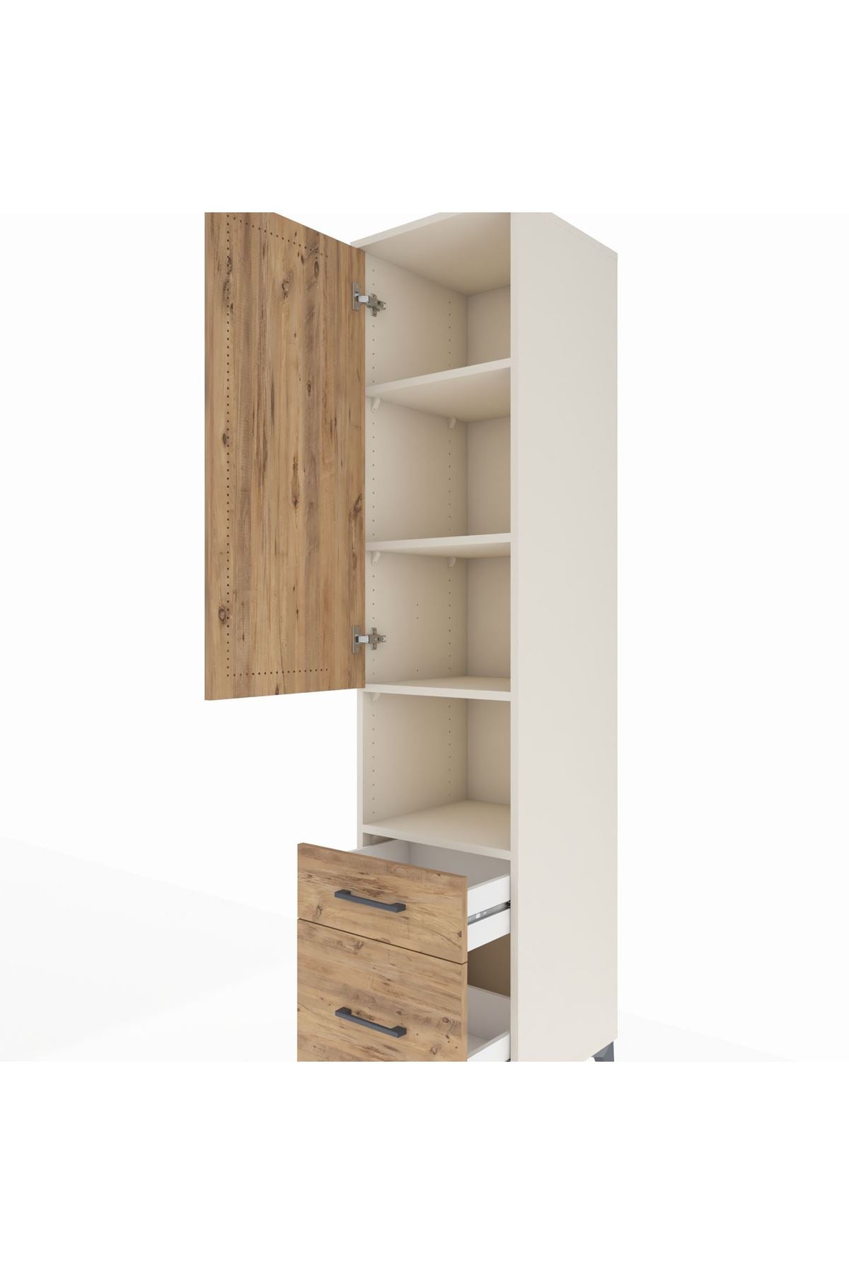 Hyperion Dolap 4 Raflı 2 Çekmeceli Tek Kapaklı 44x44x195 Aytaşı-Çam