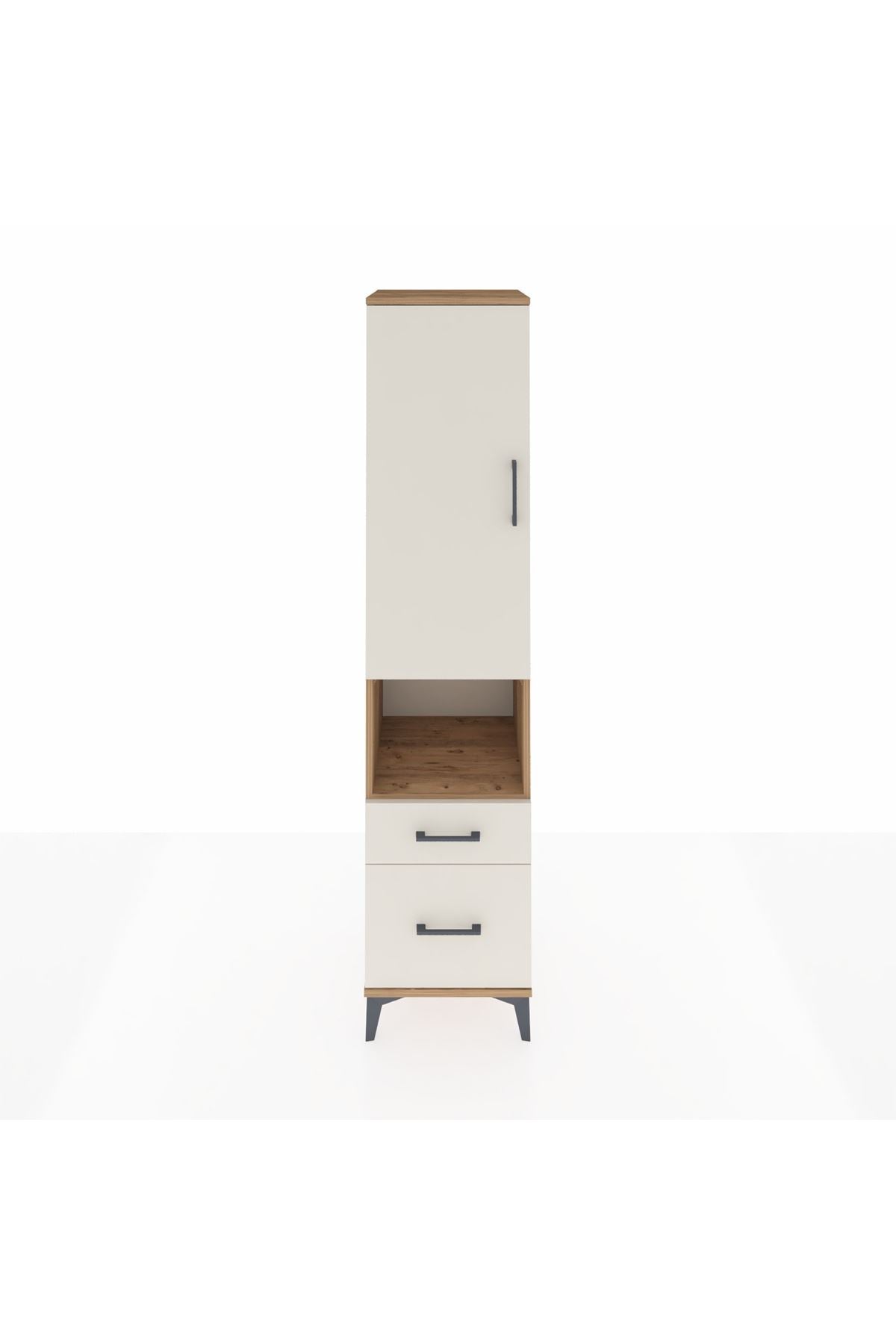 Hyperion Dolap 4 Raflı 2 Çekmeceli Tek Kapaklı 44x44x195 Çam-Aytaşı