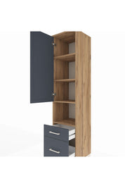 Hyperion Dolap 4 Raflı 2 Çekmeceli Tek Kapaklı 44x44x195 Çam-Antrasit