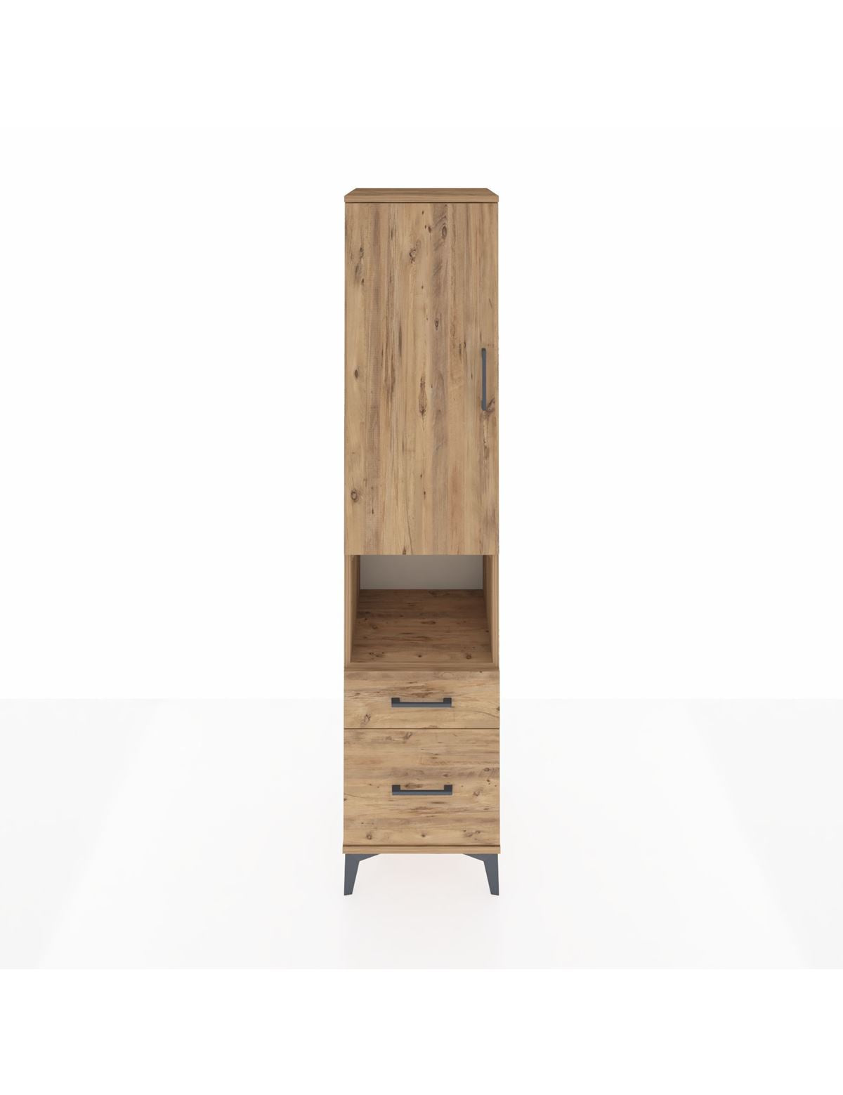 Hyperion Dolap 4 Raflı 2 Çekmeceli Tek Kapaklı 44x44x195 Çam-Çam