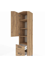 Hyperion Dolap 4 Raflı 2 Çekmeceli Tek Kapaklı 44x44x195 Çam-Çam