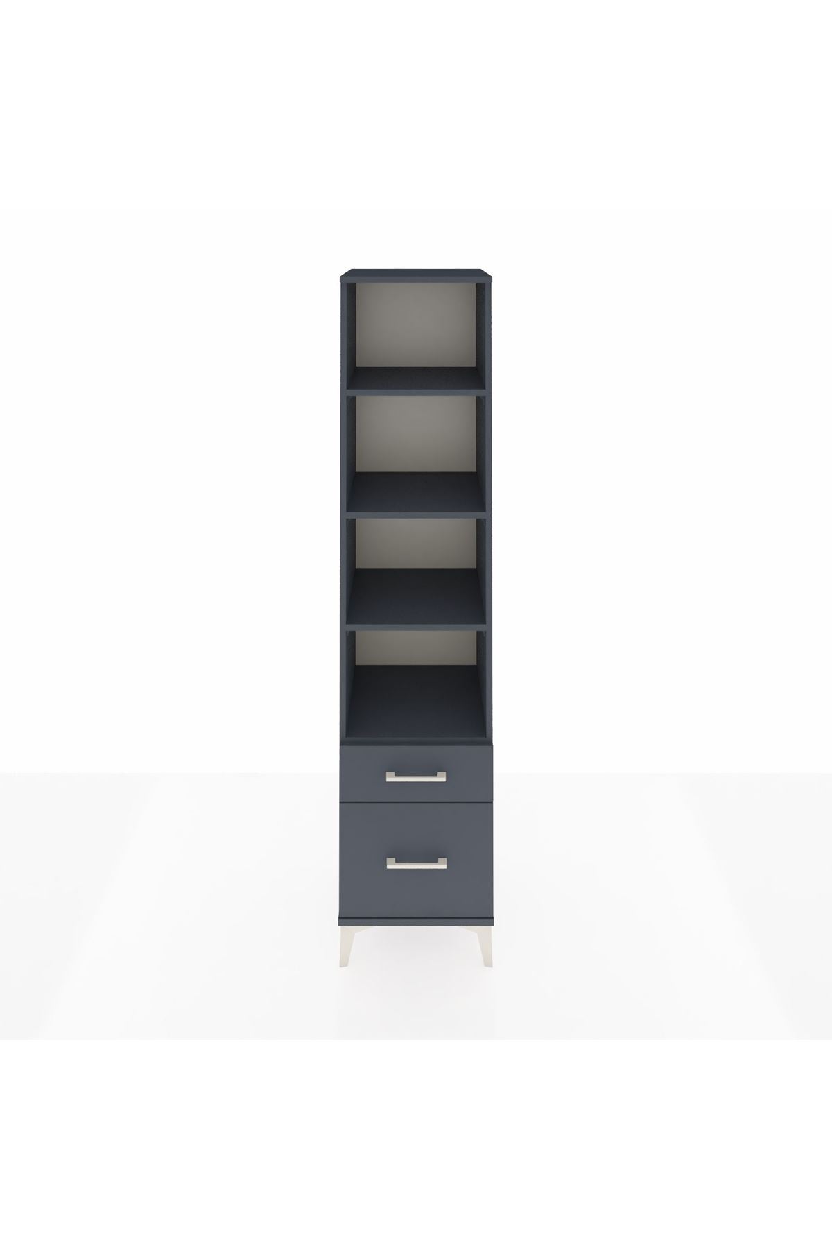 Hyperion Dolap 4 Raflı 2 Çekmeceli 44x44x195 Antrasit-Antrasit